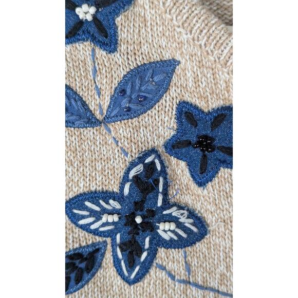 Allison Daley Zip up cardigan Sz M Patchwork Embroidered Beaded Floral Y2K EUC - Picture 8 of 13